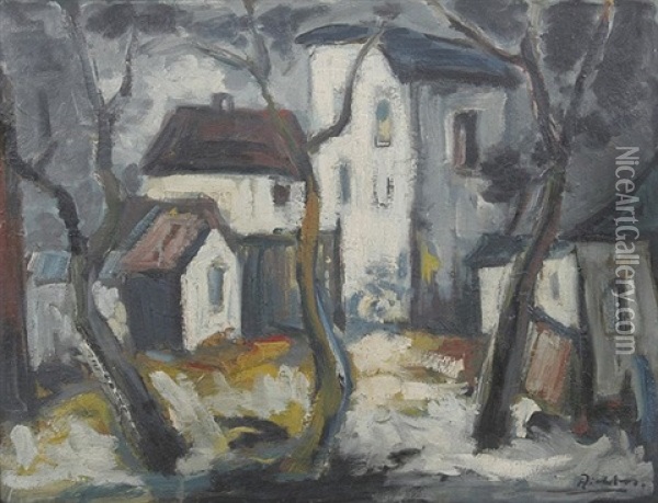 Hauser Im Winter Oil Painting - Franz Richter