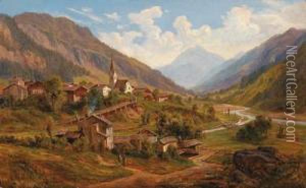 Blick Auf Eine Dorflandschaft Oil Painting - Edmund Hod