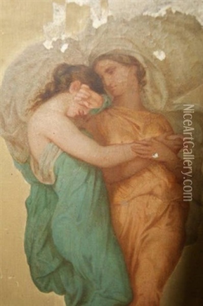 Allegorie De L'amitie (after William Bouguereau) Oil Painting - Louis Hector Leroux