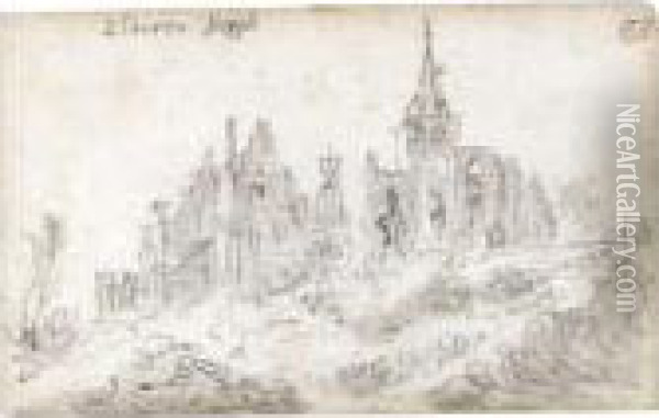 View Of Elterberg With The Abbey Partly In Ruins Oil Painting - Jan van Goyen