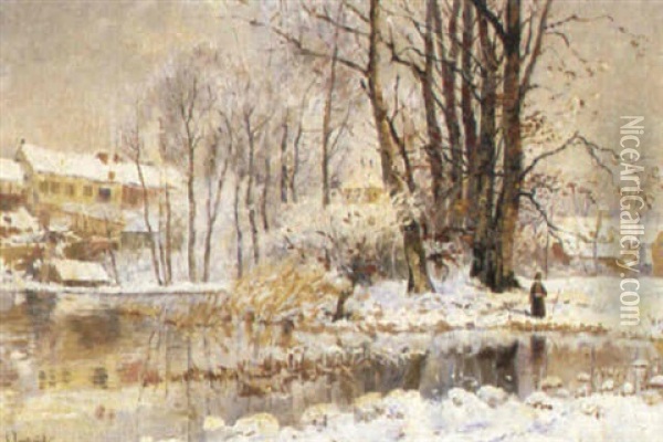 Solig Vinterdag Oil Painting - Justus Lundegard