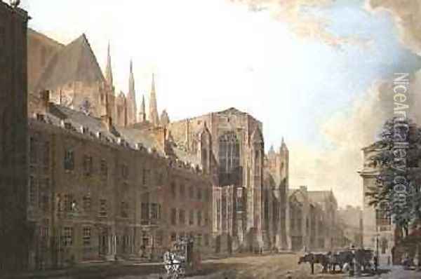 Old Palace Yard Westminster Oil Painting - Thomas Malton, Jnr.