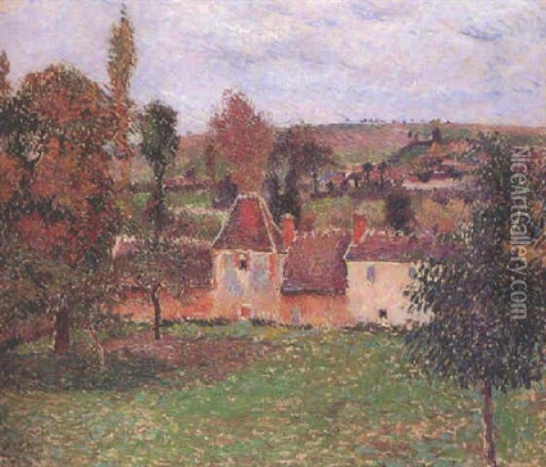 Ferme A Bazincourt Oil Painting - Camille Pissarro