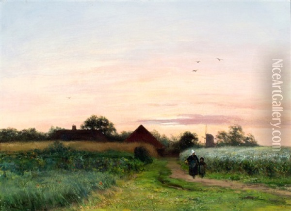 Avondstemming, Mogelijk Een Landschap Bij Princenhage Oil Painting - Louis Apol