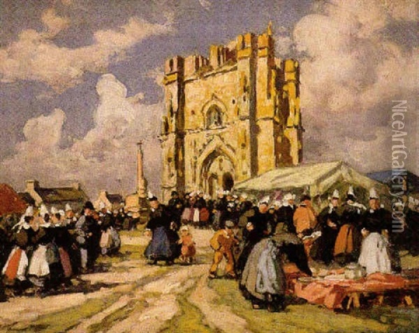 Marche De Bretagne Oil Painting - Henri Alphonse Barnoin