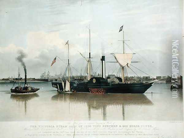 The Paddle-Steamer Victoria, engraved by R.G. Reeve Oil Painting - John Ward