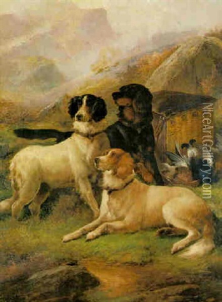 Gun Dogs With The Day's Bag Oil Painting - John Gifford