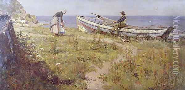 A Welcome Visitor Oil Painting - Frederick William Jackson