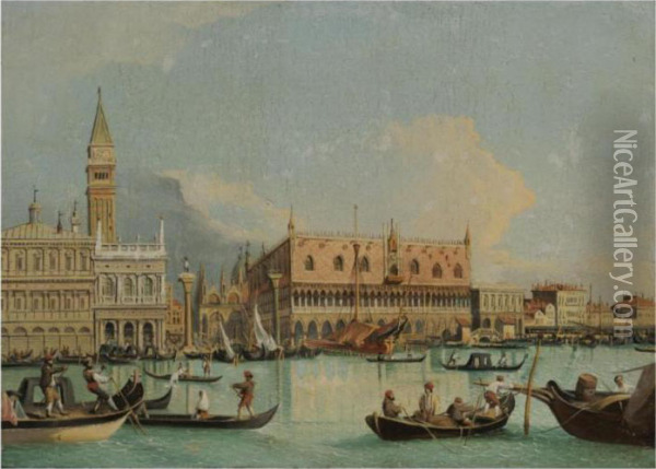 Venice, A View Of The Molo From The Bacino Di San Marco Oil Painting - (Giovanni Antonio Canal) Canaletto