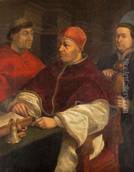 Ritratto Di Papa Leone X Con I Cardinali Giulio De Medici E Luigi De Rossi Oil Painting - Raphael (Raffaello Sanzio of Urbino)