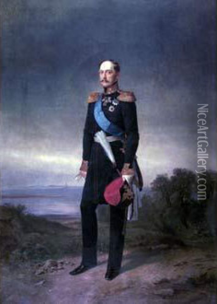 Portrait Of Russian Emperor Nicolas I Oil Painting - Egor Ivanovich Botman