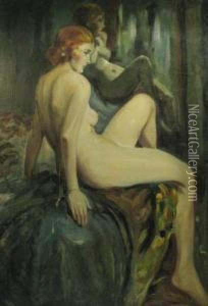 Nud La Oglinda Oil Painting - Bertalan Vigh