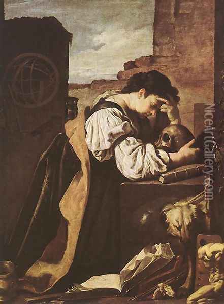 Melancholy c. 1620 Oil Painting - Domenico Fetti