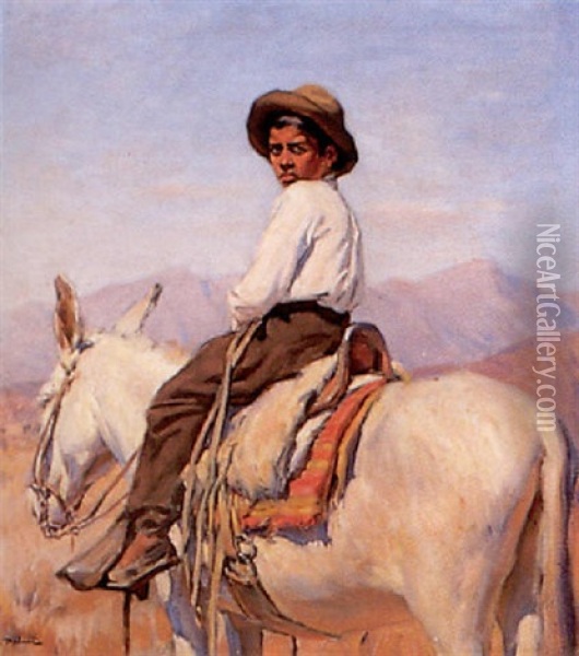 Nino Montando En Mulo Oil Painting - Juan Pelaez Leirena