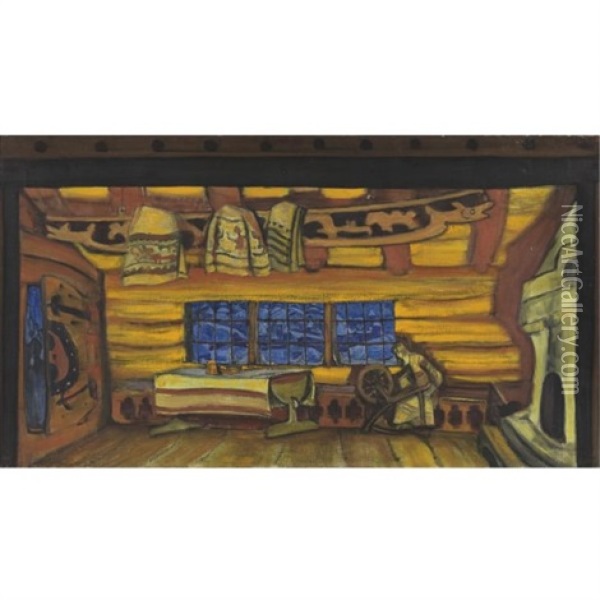 Russian Hut ( From The Tale Of Tsar Saltan) Oil Painting - Nikolai Konstantinovich Roerich