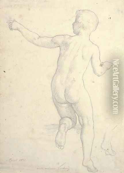 A nude boy seen from behind Oil Painting - Julius Schnorr Von Carolsfeld