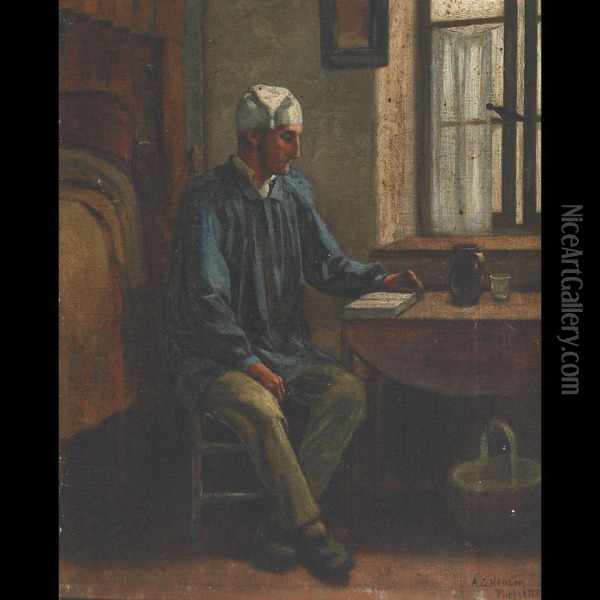 Reading By Moonlight Oil Painting - Augustus Goodyear Heaton