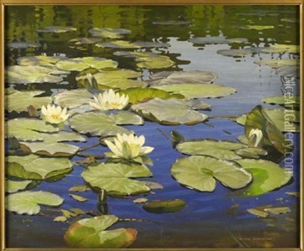 Lily Pond Oil Painting - Charles-Joseph Lameire