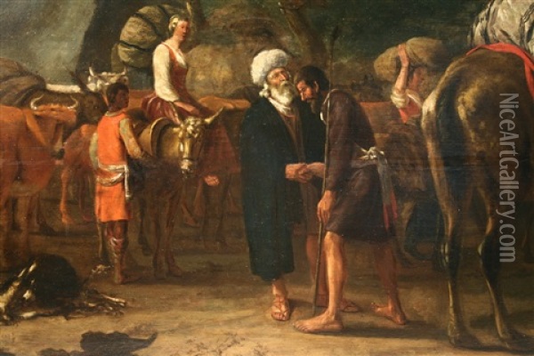Biblical Scene Of Departure In The Desert Oil Painting - Abraham Rademaker