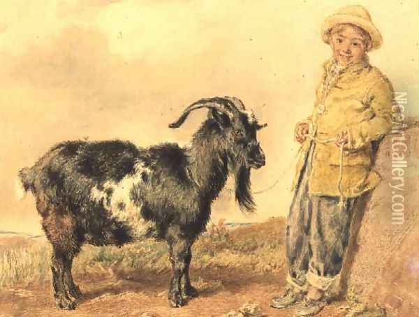 Boy and Goat Oil Painting - William Henry Hunt
