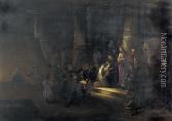 Christus Und Die Ehebrecherin. Oil Painting - Leonaert Bramer