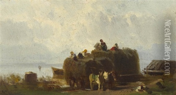Heuernte Am Chiemsee Oil Painting - Adolf Heinrich Lier