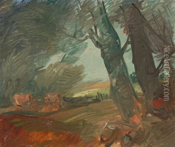 Waldrand Mit Kuhen Und Hirten Oil Painting - Wilhelm Busch