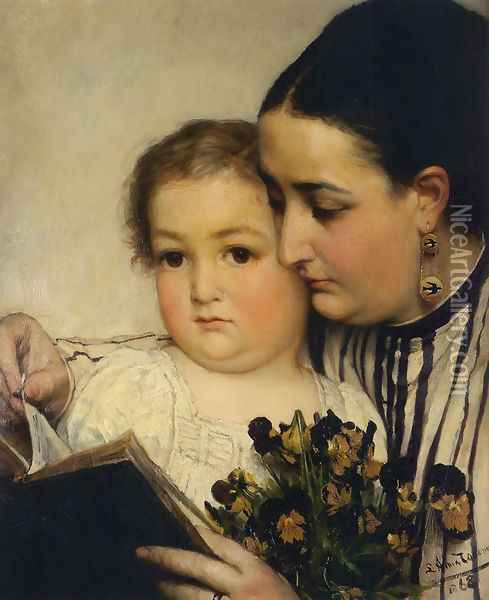 Portrait Of Mme Bonnefoy And M Puttemans Oil Painting - Sir Lawrence Alma-Tadema