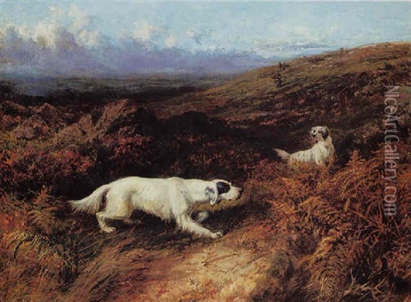 Out Shooting, Setters On The Moor Oil Painting - George Earl