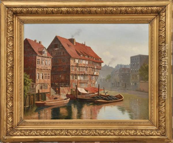 Canal View Oil Painting - August Fischer