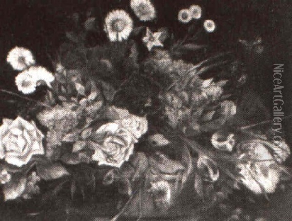 Flowers In A Bowl Oil Painting - Karl Mediz