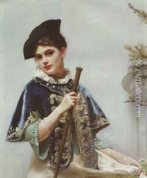 A Portrait of a Noble Lady Oil Painting - Gustave Jean Jacquet