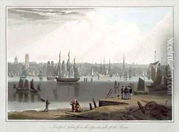 Liverpool taken from the opposite side of the river Oil Painting - William Daniell RA