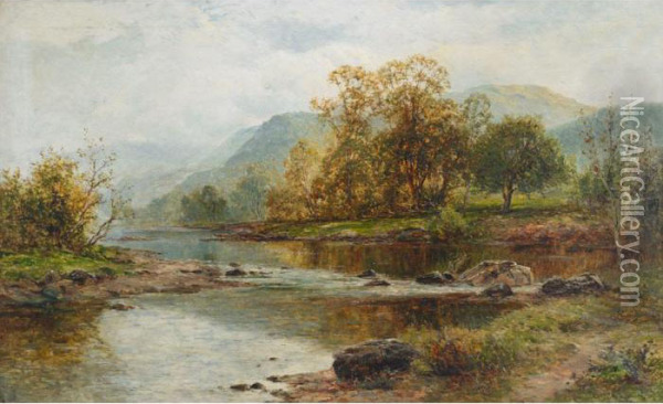 River Landscape Oil Painting - Ernst Walbourn