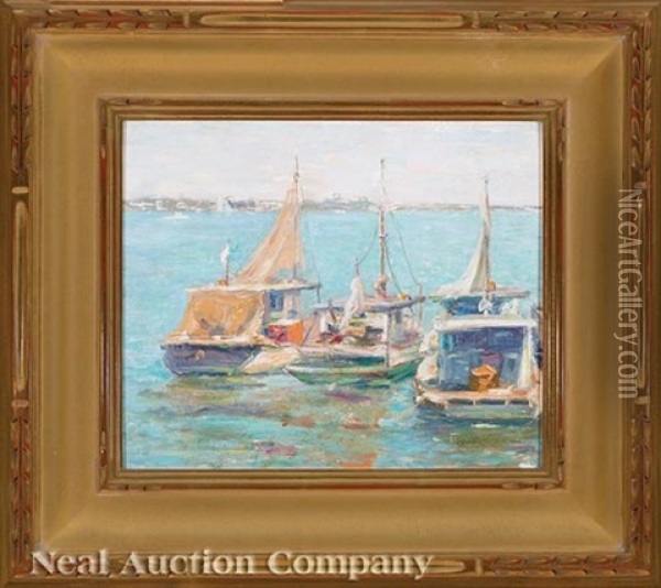 Sailboats, Biloxi - Miss Oil Painting - William S. Robinson