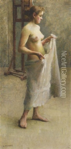 Modella Nello Studio Del Pittore Oil Painting - Georgios Jakobides