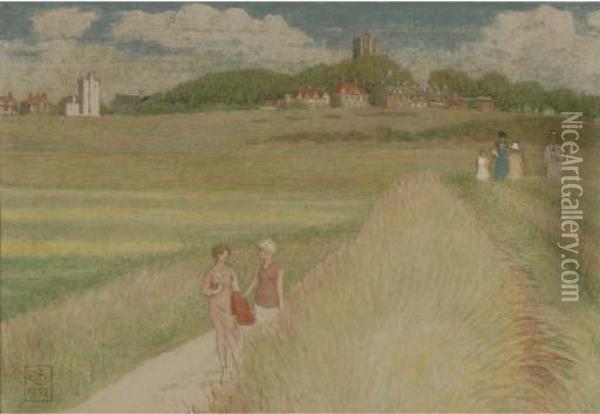 Path To The Ferry Oil Painting - Joseph Edward Southall