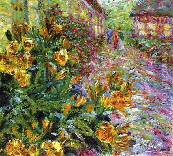 Yellow Flowering Shrub Oil Painting - Emil Nolde