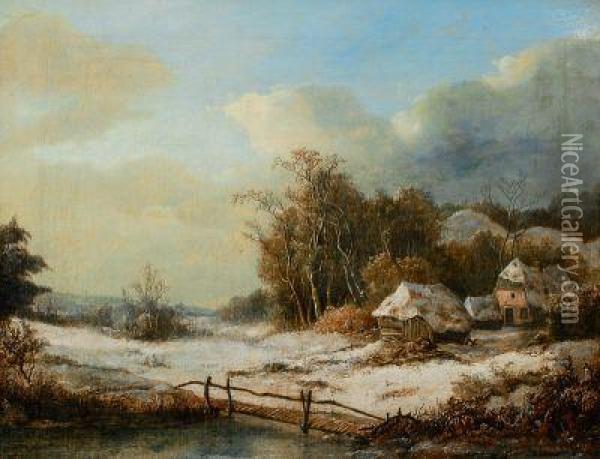 Winterlandschaft Oil Painting - Johan Maurisz Jansen