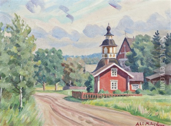 Church Road Oil Painting - Alarik (Ali) Munsterhjelm