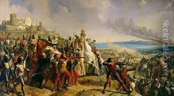Th Battle of Montgisard Oil Painting - Charles-Philippe Lariviere