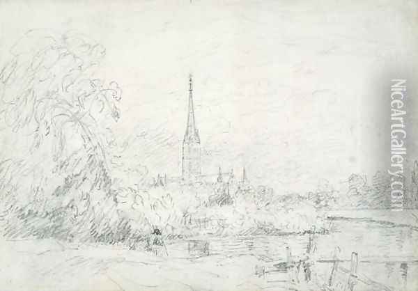 Salisbury Cathedral from the North West, 1829 Oil Painting - John Constable
