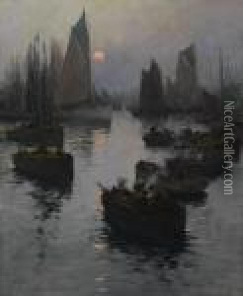 Fischerboote Im Hafen Von Concarbeau Oil Painting - Fernand Marie Eugene Legout-Gerard
