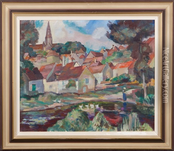 Village Oil Painting - Yrjoe Ollila
