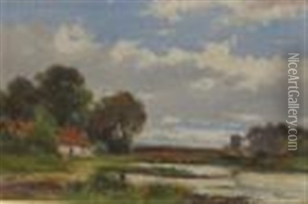 Landscape (pair) Oil Painting - Abraham Hulk the Younger