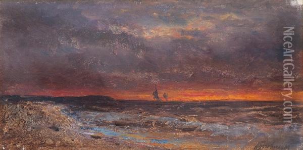 The Sea At Sunset Oil Painting - Aleksei Petrovich Bogolyubov