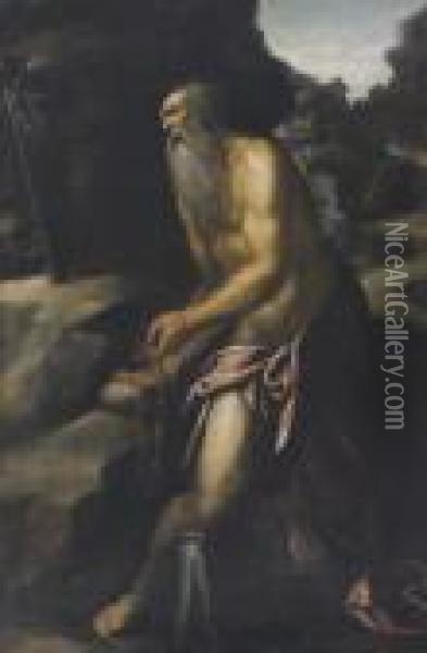 San Gerolamo Oil Painting - Acopo D'Antonio Negretti (see Palma Giovane)