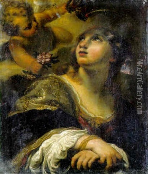 Saint Dorothea Oil Painting - Pietro Dandini