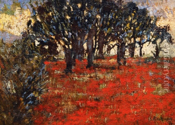 Field Of Poppies Oil Painting - Heinrich Assmann