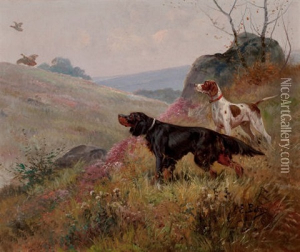 Landscape With Pointer And Setter Oil Painting - Eugene Petit